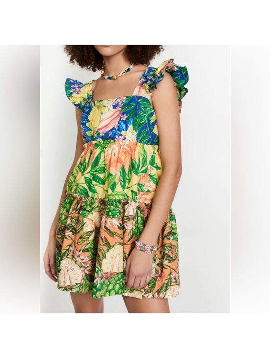 FARM Rio Dresses & Skirts - FARM Rio Caipirinha Mini Dress Tropical Fruit Flutter Sleeve Size Large